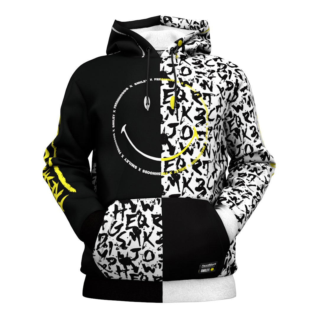 Freshhoods x Smiley® Text Pattern Hoodie