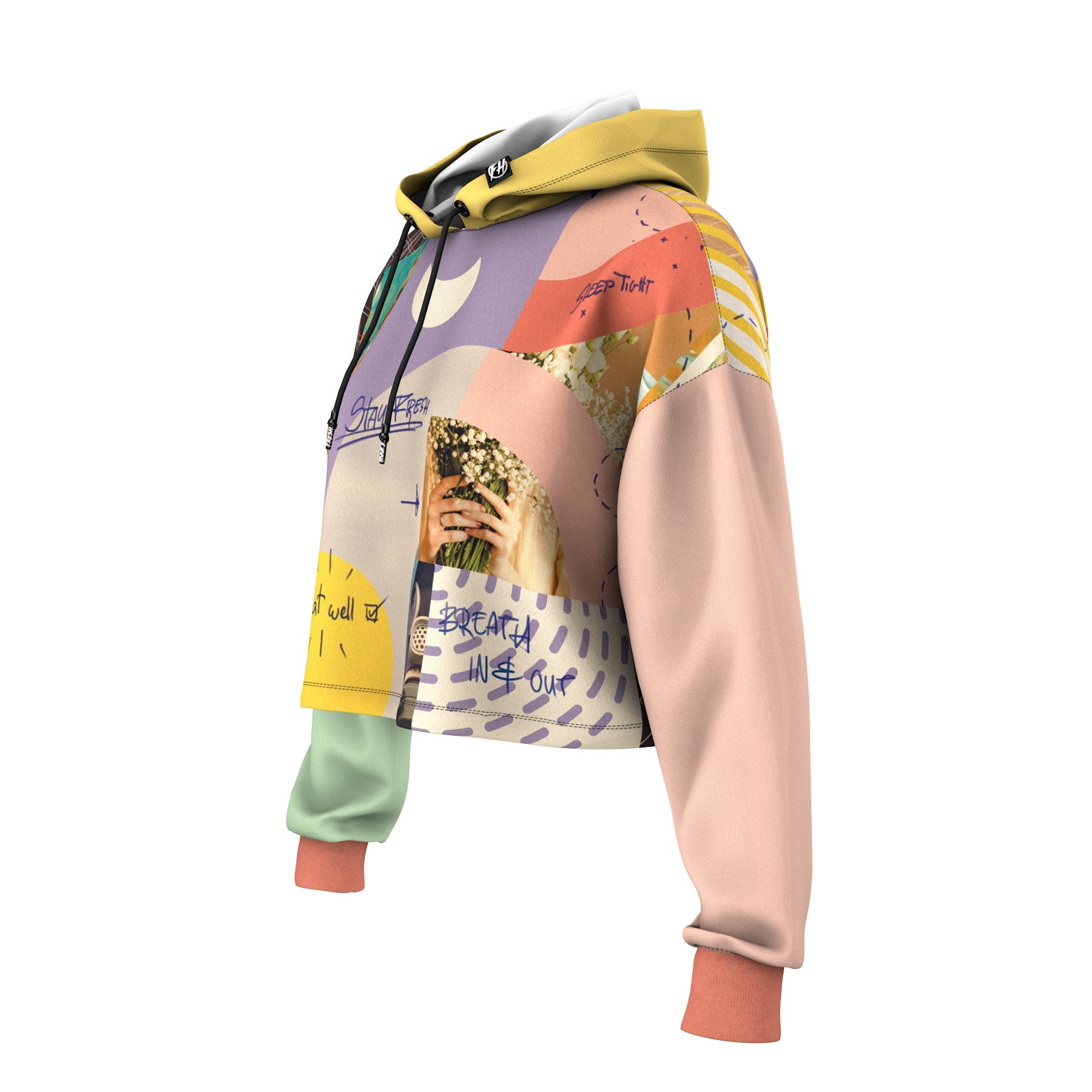 Glitch Collage Cropped Hoodie