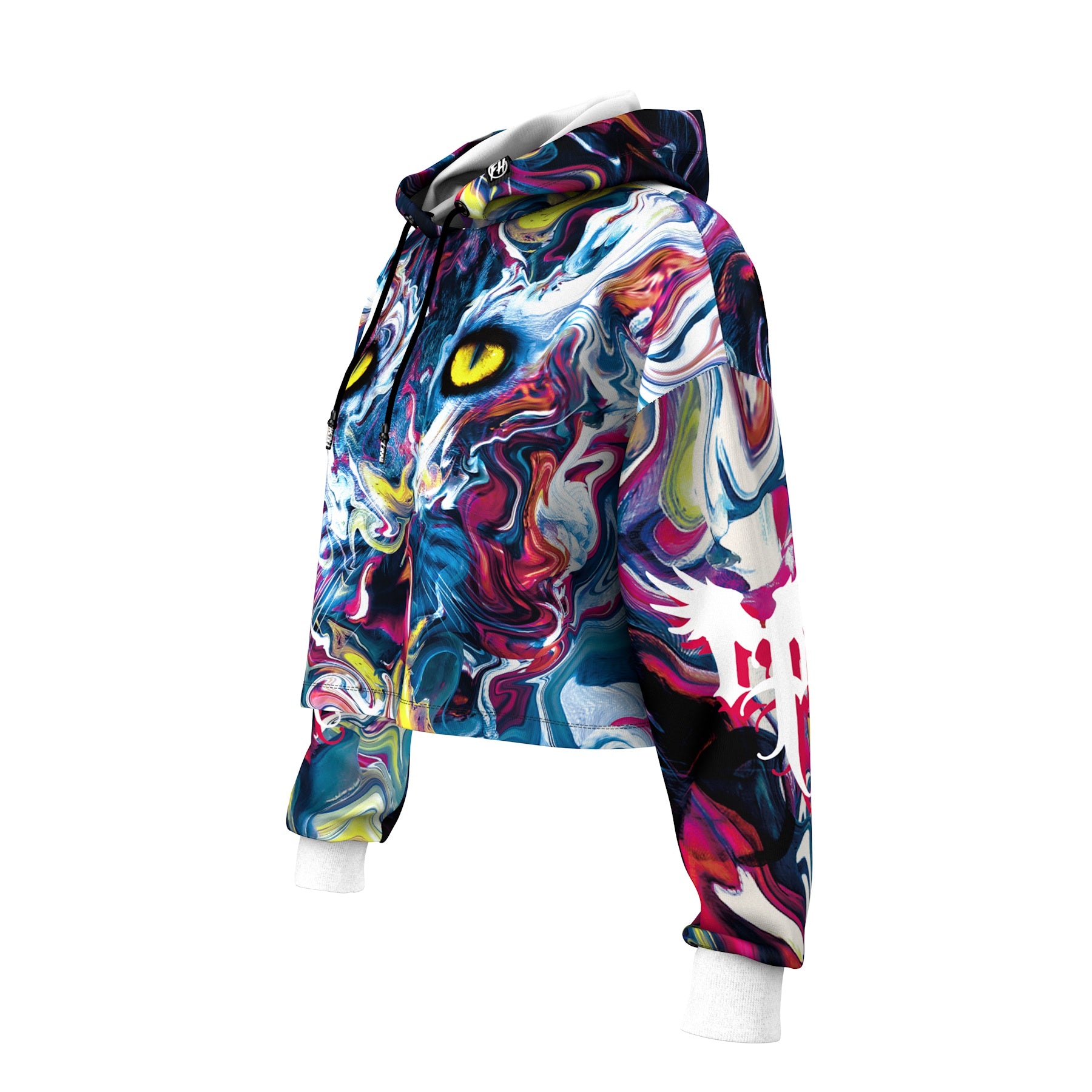Abstract Cat Cropped Hoodie