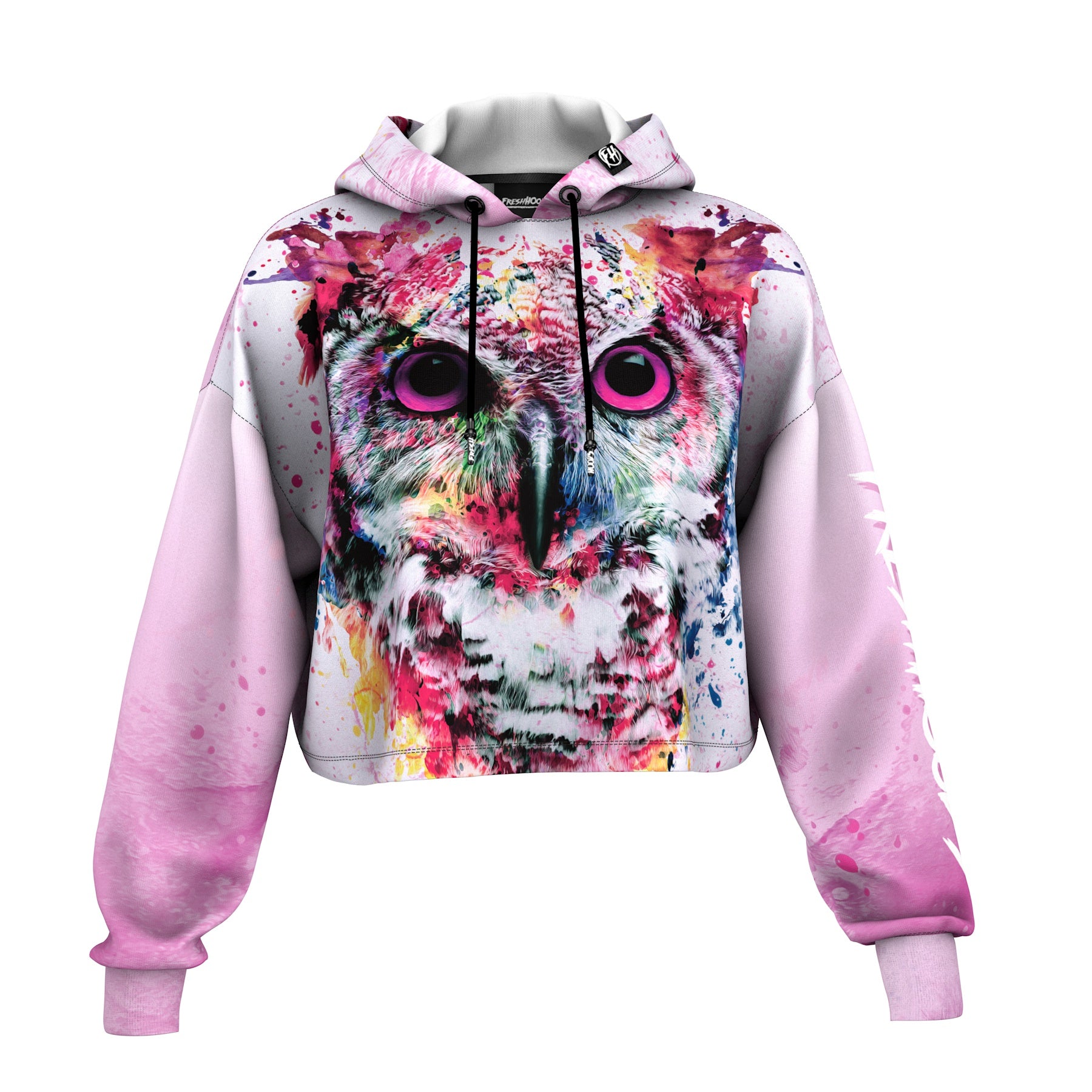 Artistic Owl Cropped Hoodie