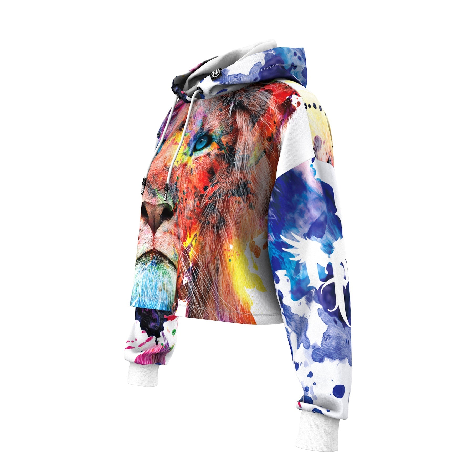 Colorful Lion Cropped Hoodie