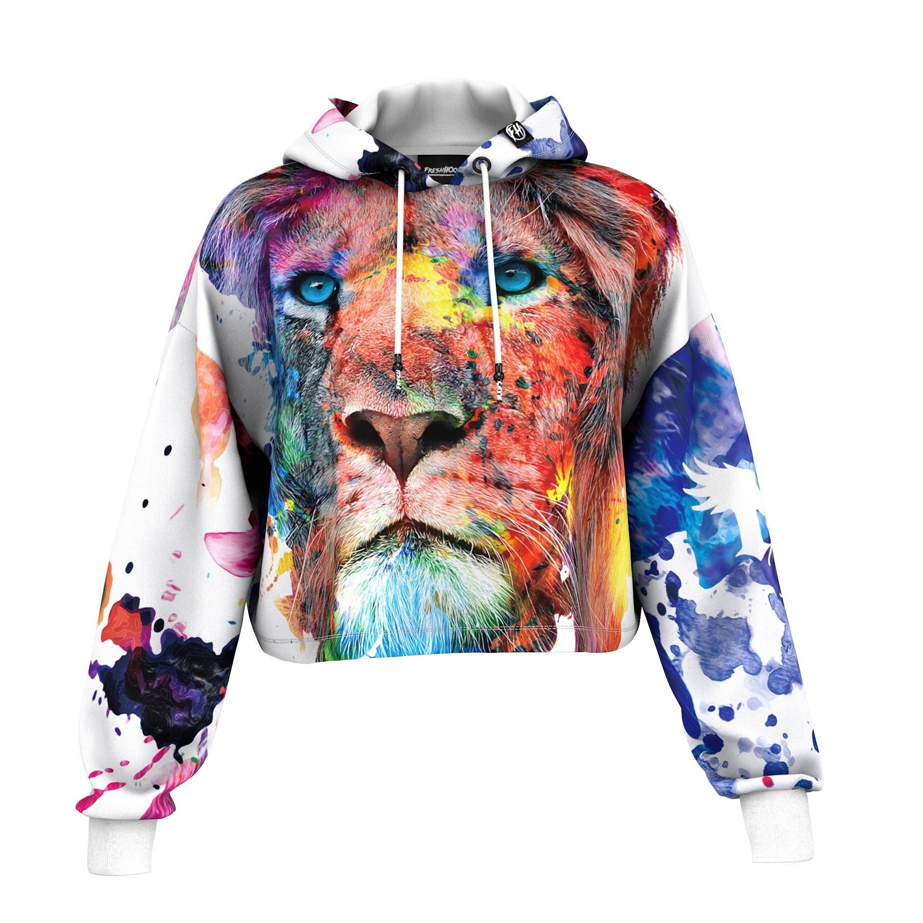 Colorful Lion Cropped Hoodie
