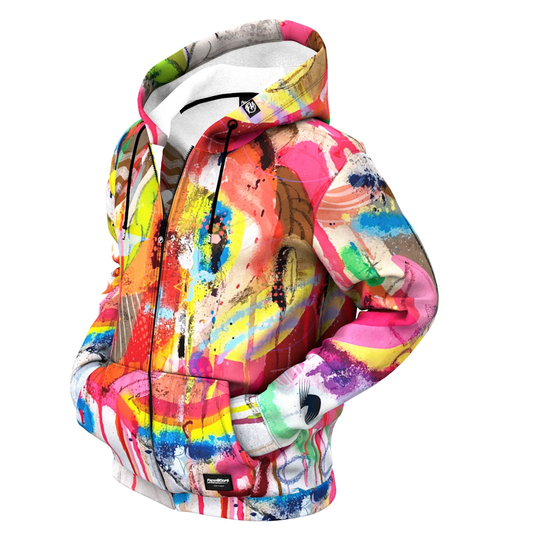 Abstract Paint Zip Up Hoodie