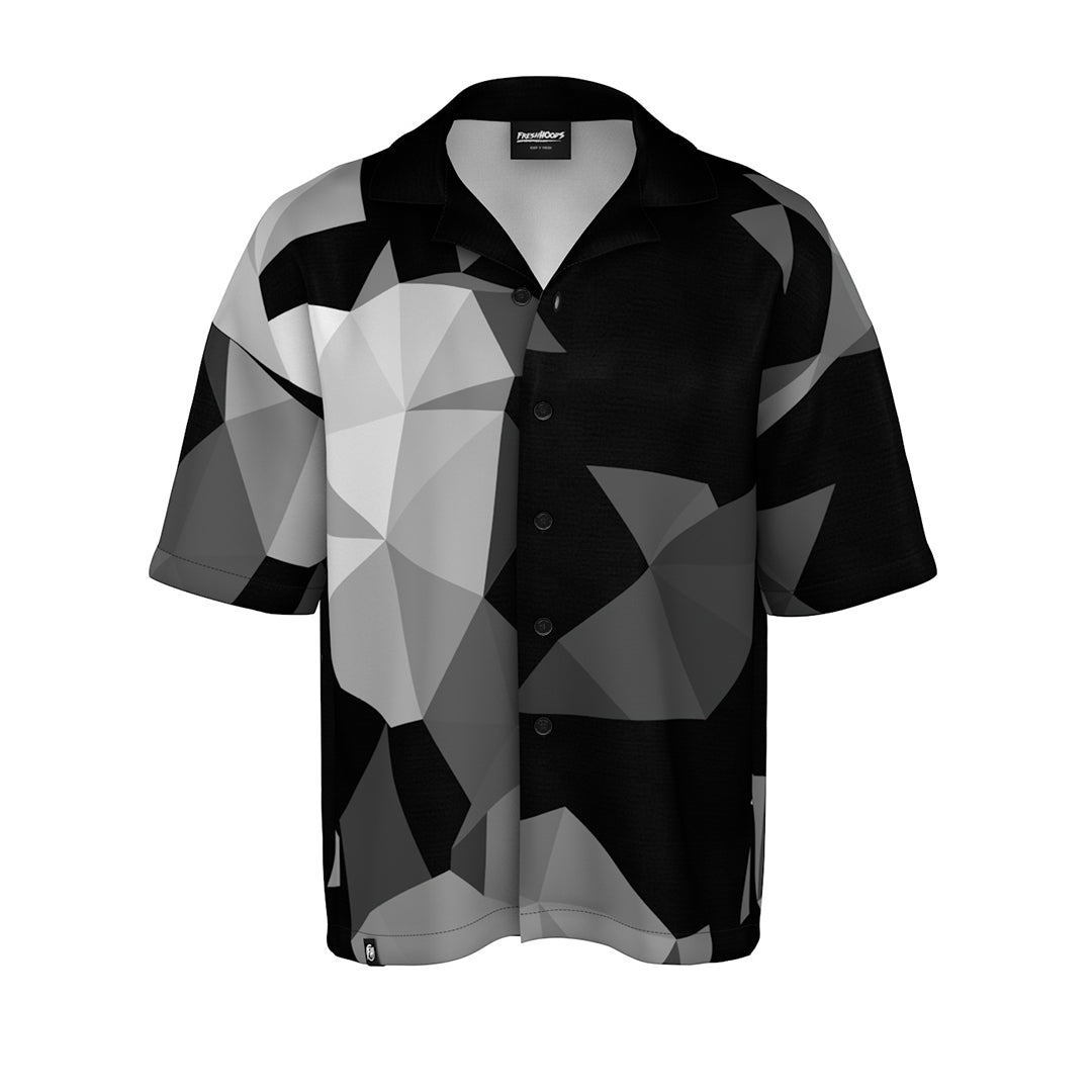 Cubes Black Oversized Button Shirt