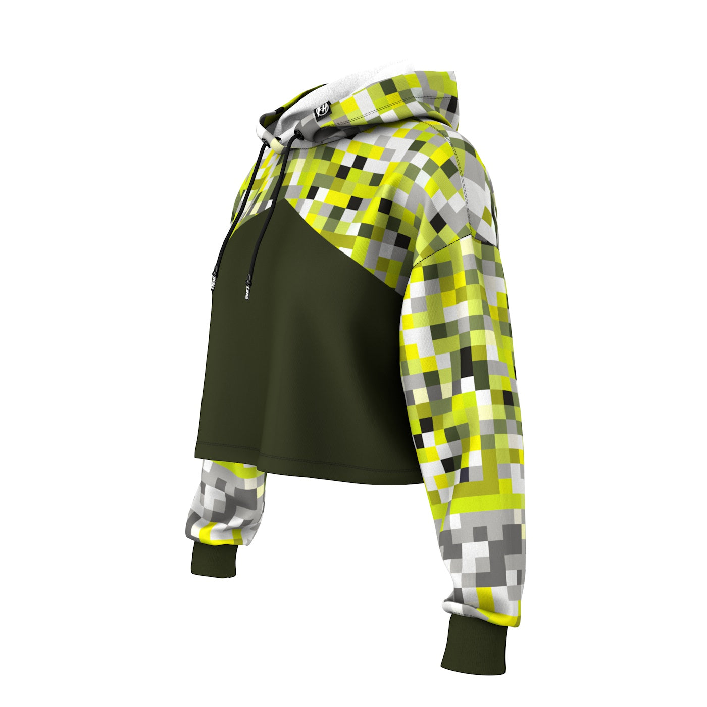 Green Fusion Cropped Hoodie