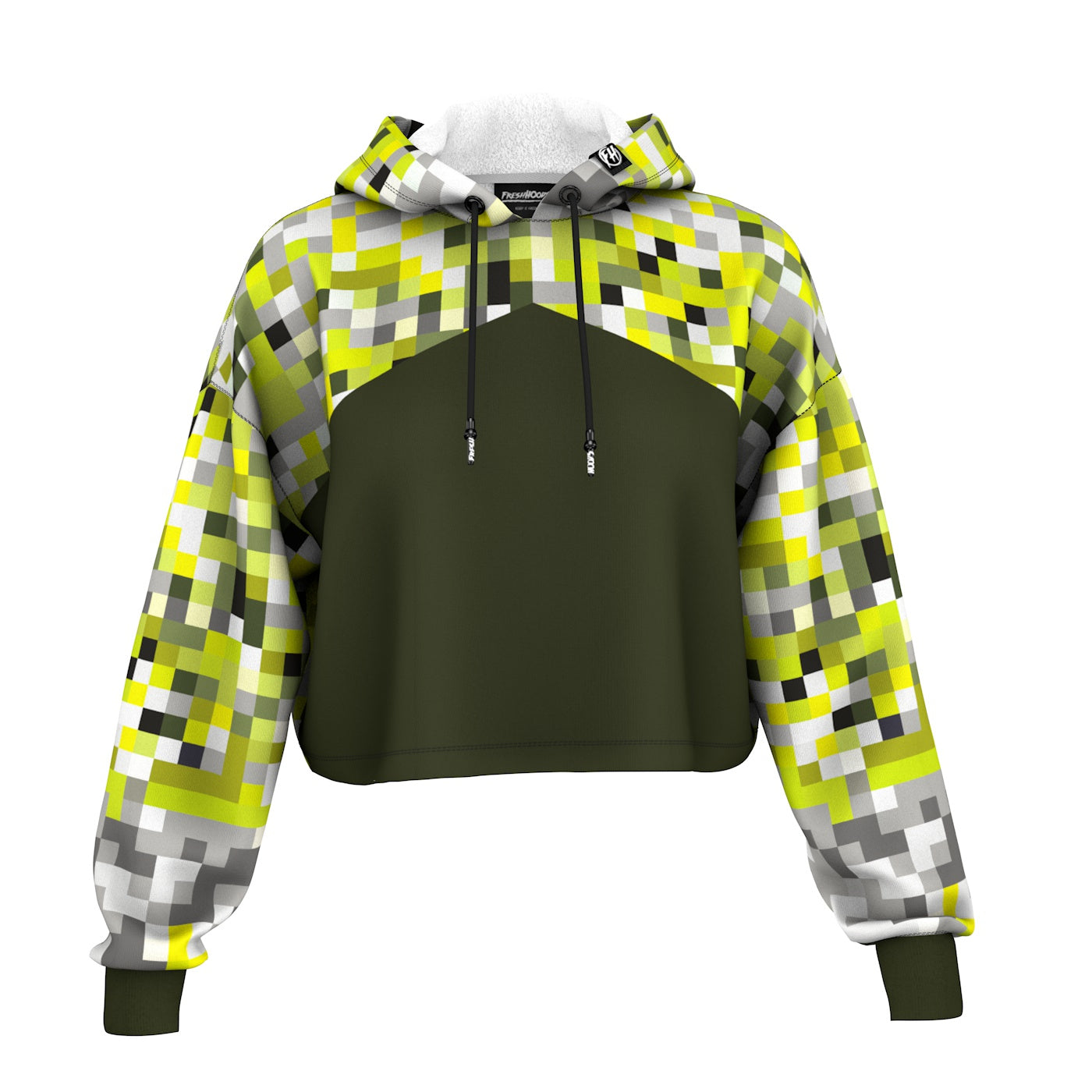 Green Fusion Cropped Hoodie