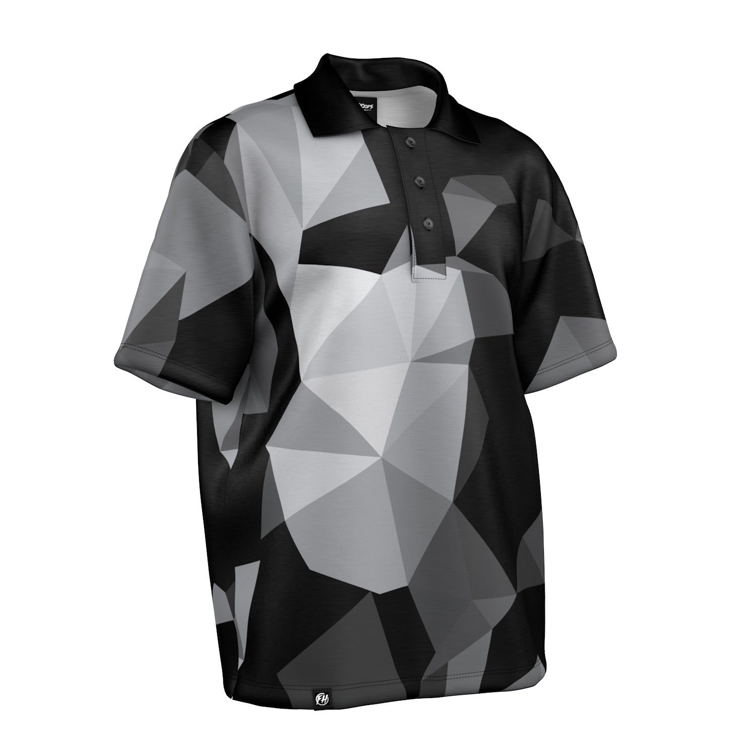 Cubes Black Oversized Polo Shirt