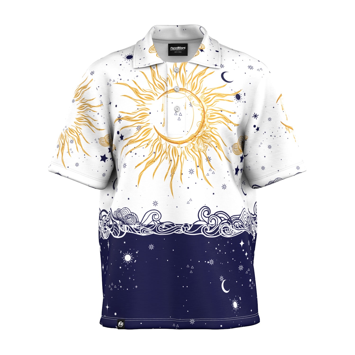 Sun And Moon Oversized Polo Shirt