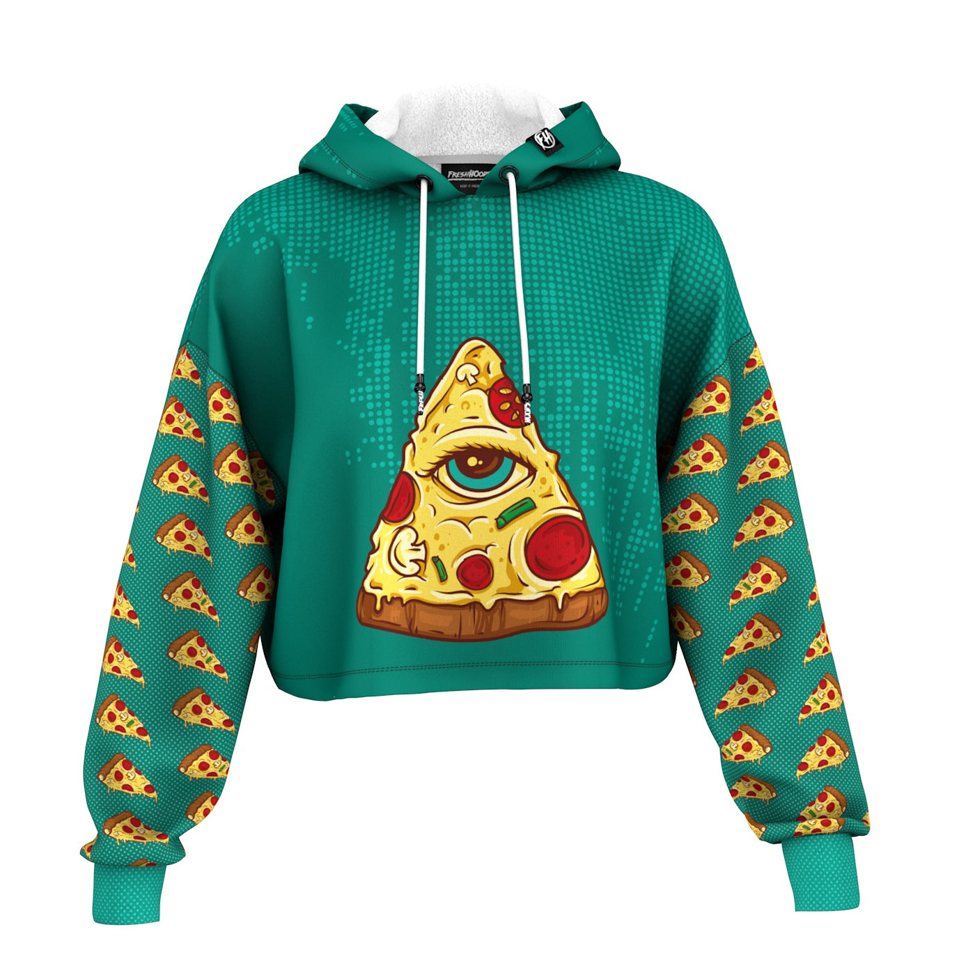 All Seeing Pizza Cropped Hoodie