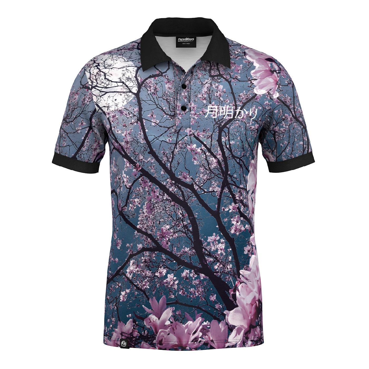 Moonlight Blossom Polo Shirt