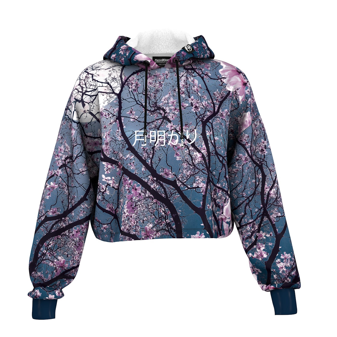 Moonlight Blossom Cropped Hoodie