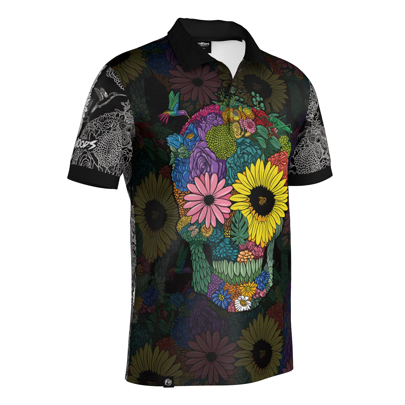 Floral Skull Polo Shirt