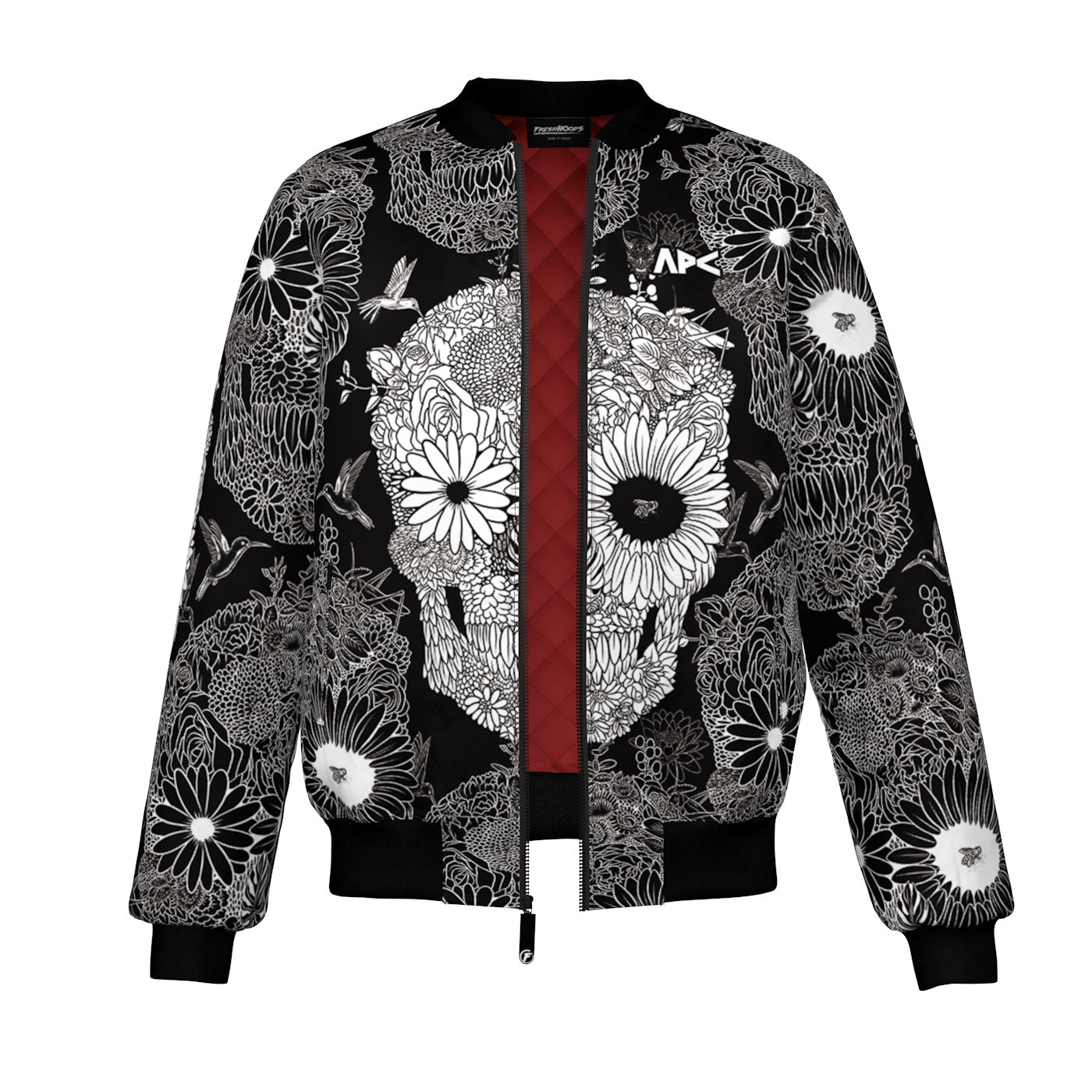 Floral Skull Bomber Jacket