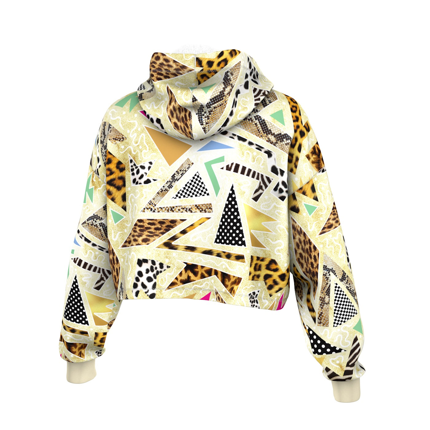 Abstract Vitrage Cropped Hoodie