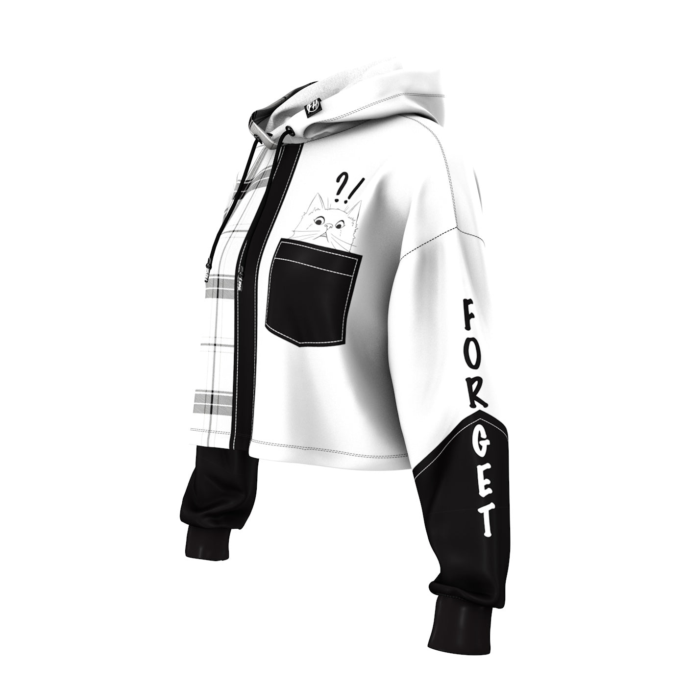 Black and white online cropped hoodie