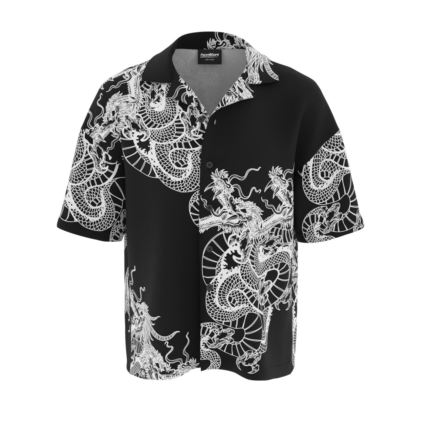 Black-N-White Dragons Oversized Button Shirt