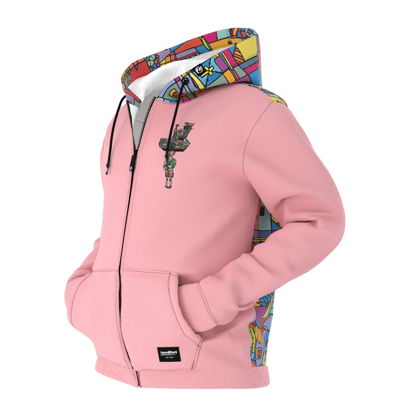 Olindo Pink Zip Up Hoodie