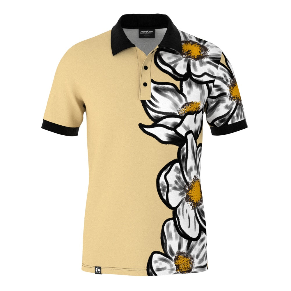 Yellow shirt with white 2024 flowers