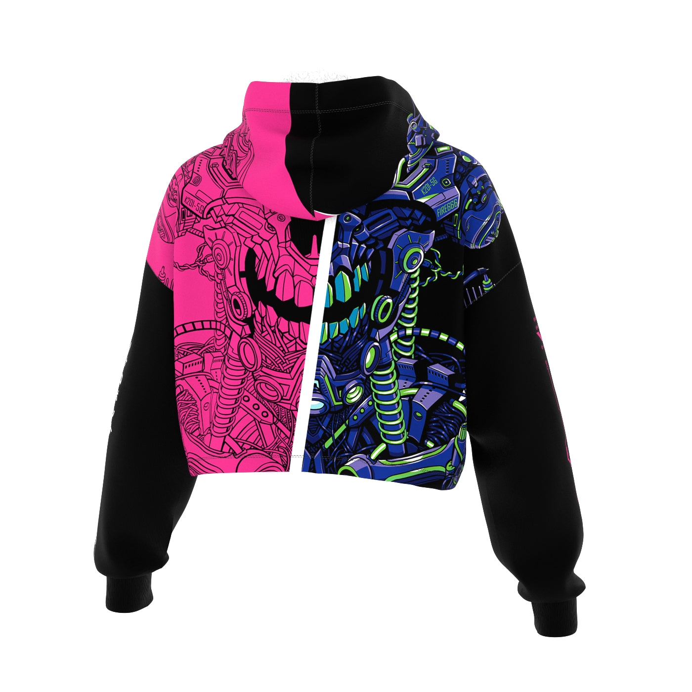 Robotic Skull Cropped Hoodie