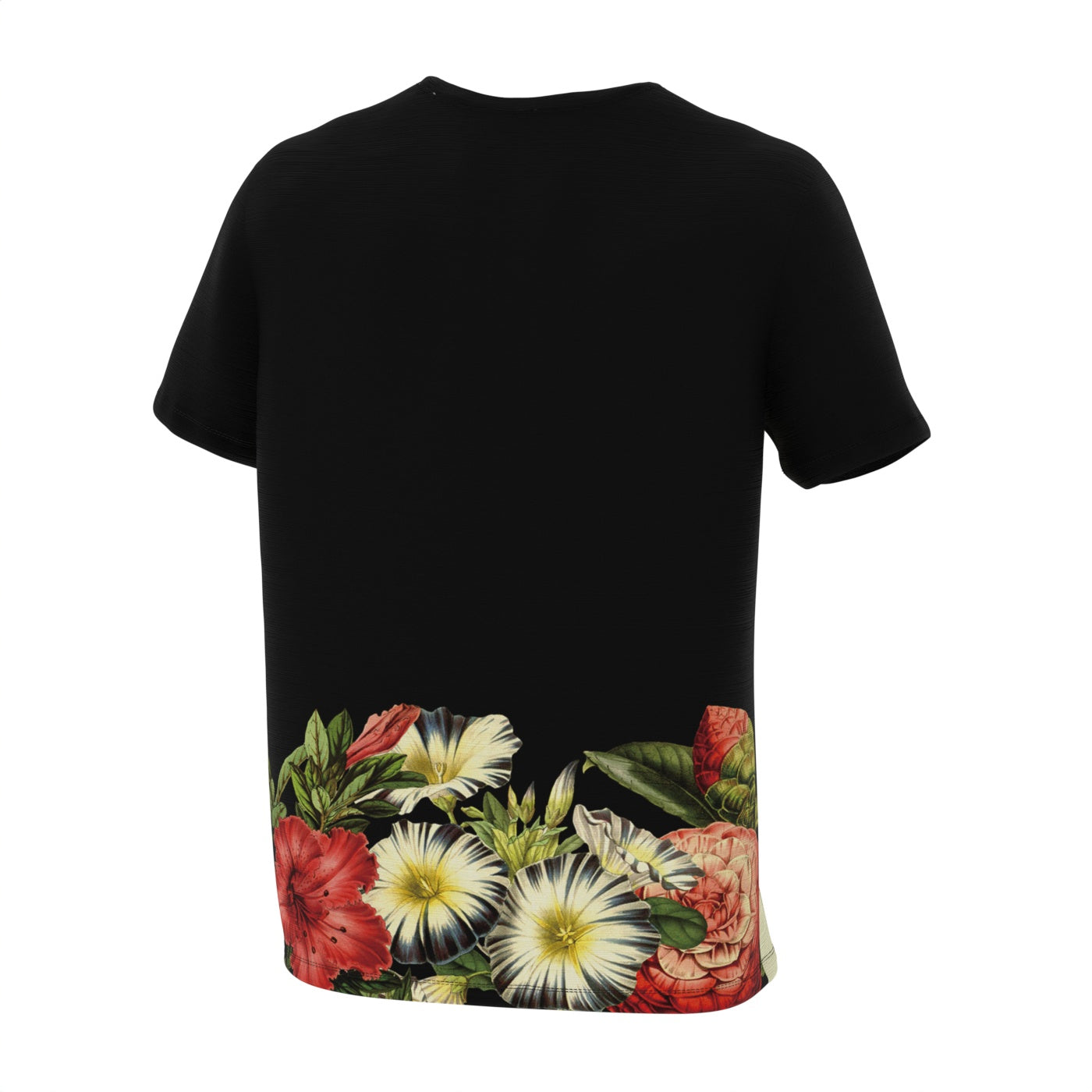 Black Cat Vintage Flowers T-Shirt