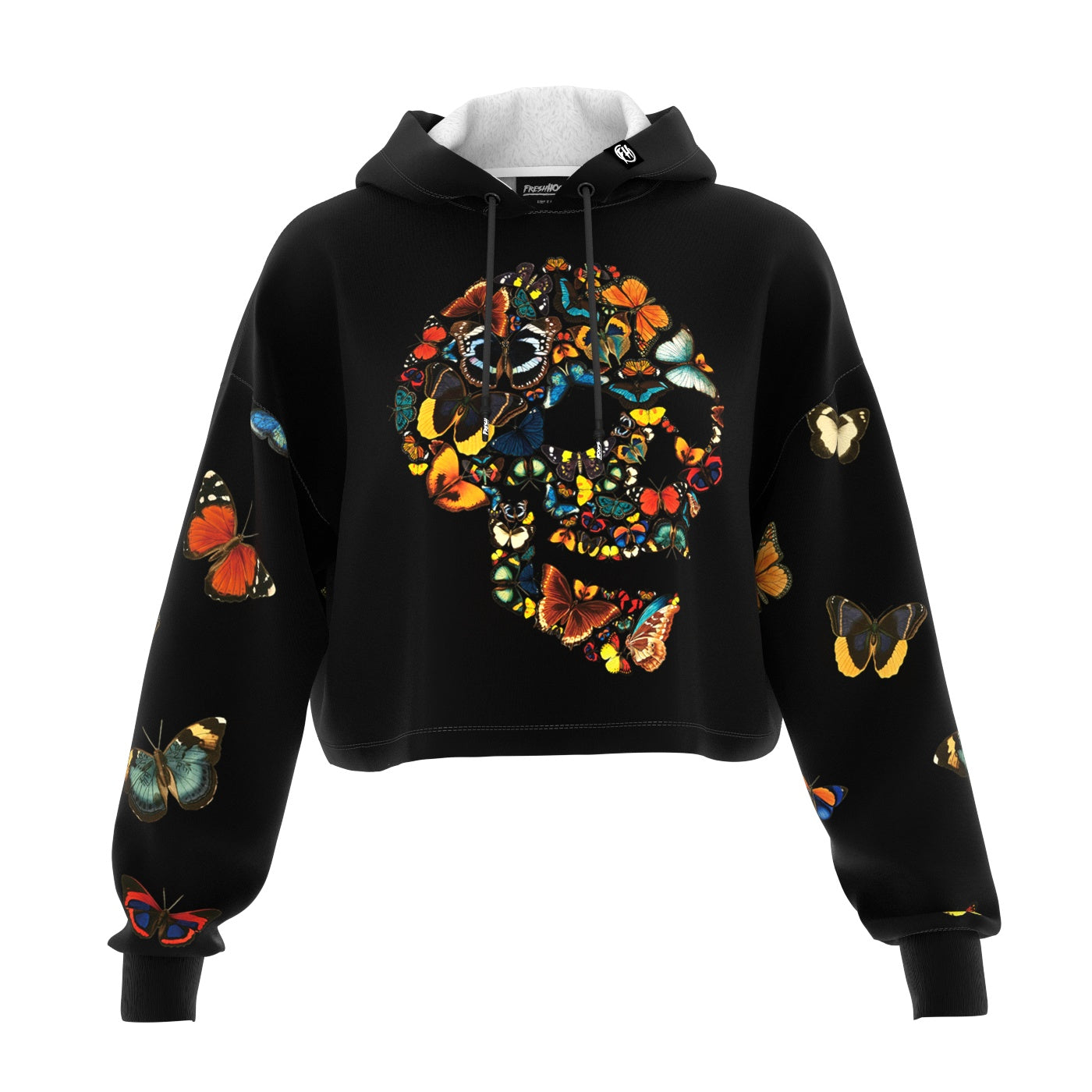 Butterfly Skull Cropped Hoodie