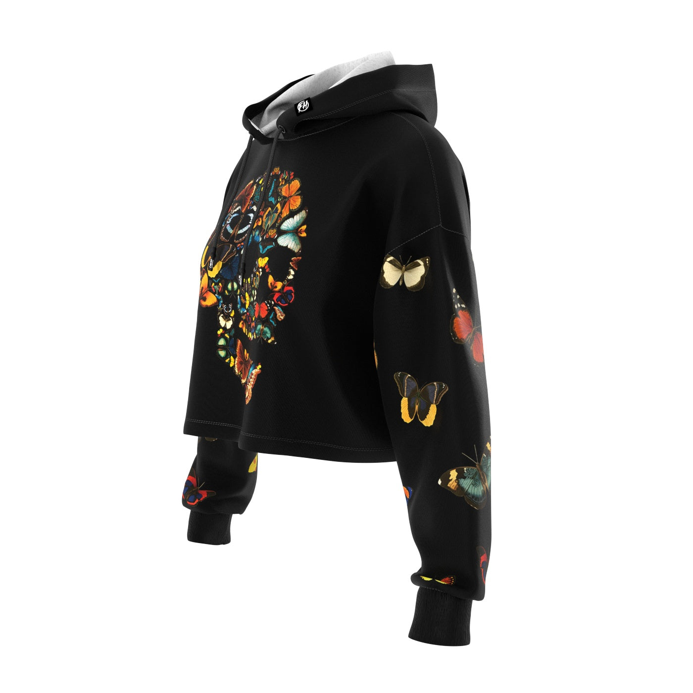 Butterfly Skull Cropped Hoodie