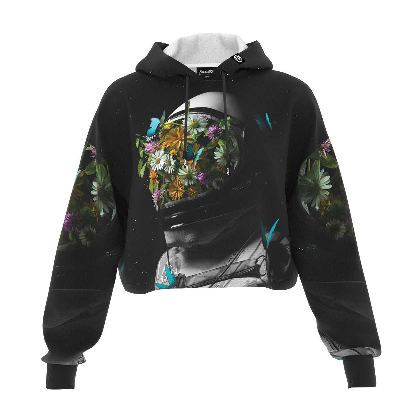 Flower Face Cropped Hoodie