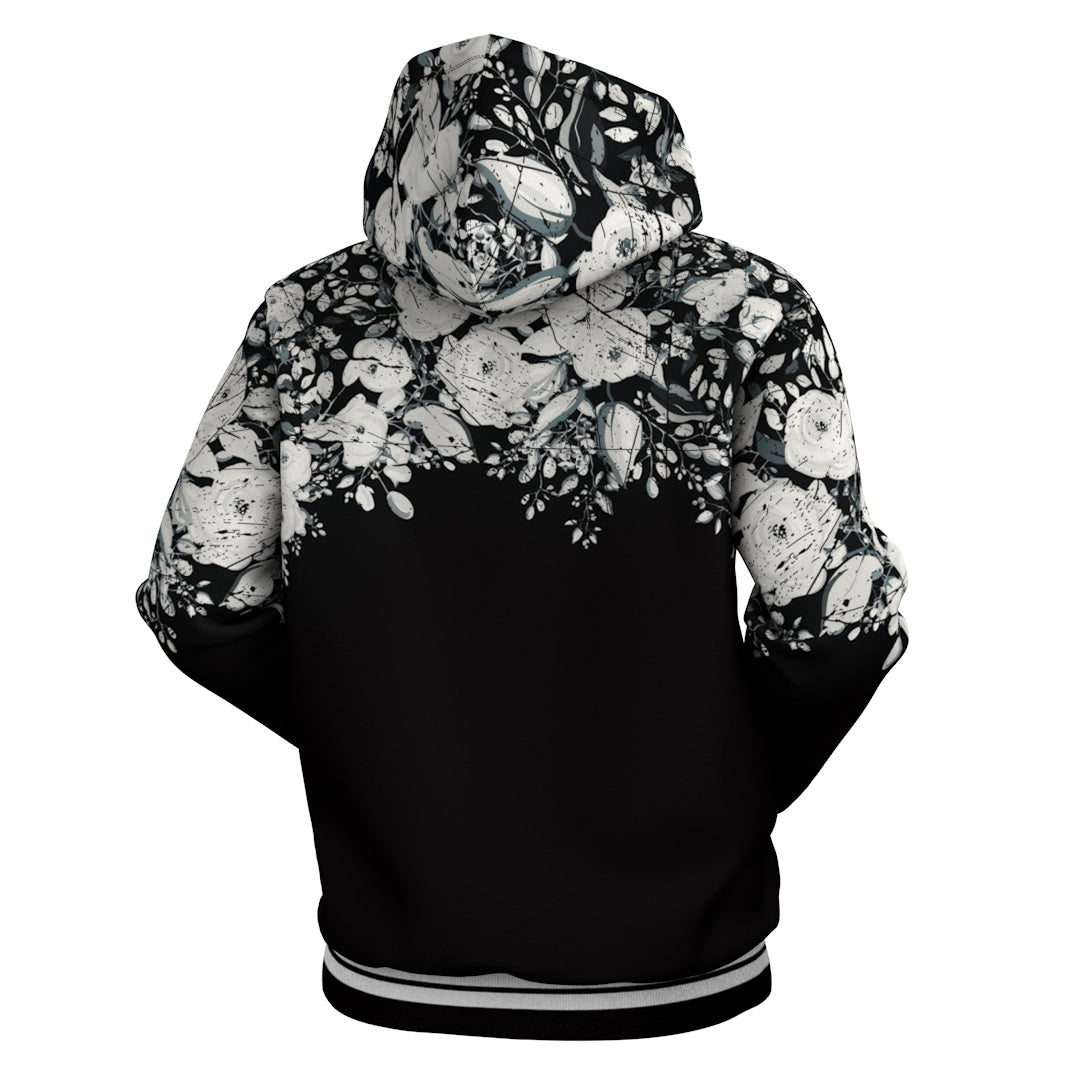 Black hoodie discount with white rose