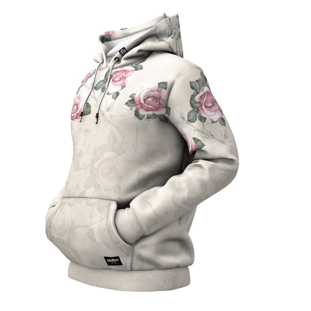 Hoodie with roses on sleeves best sale and hood