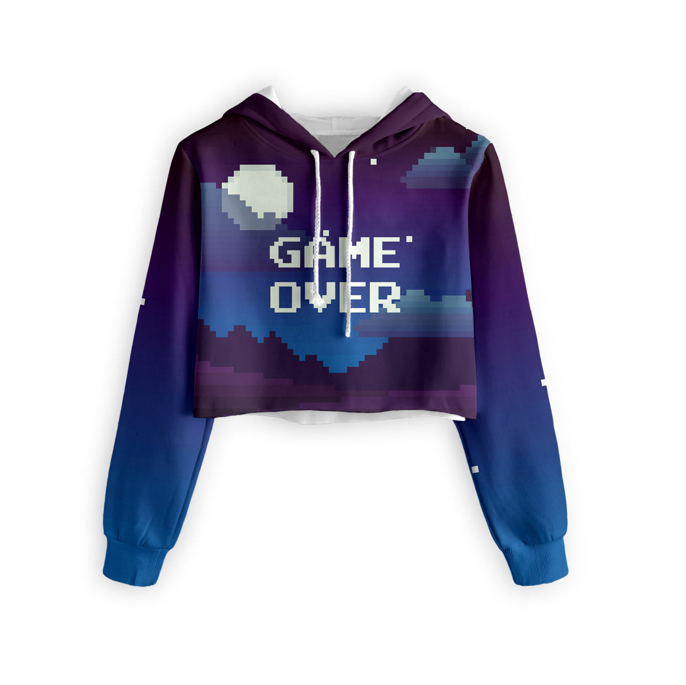 Pixel Game Over Cropped Hoodie