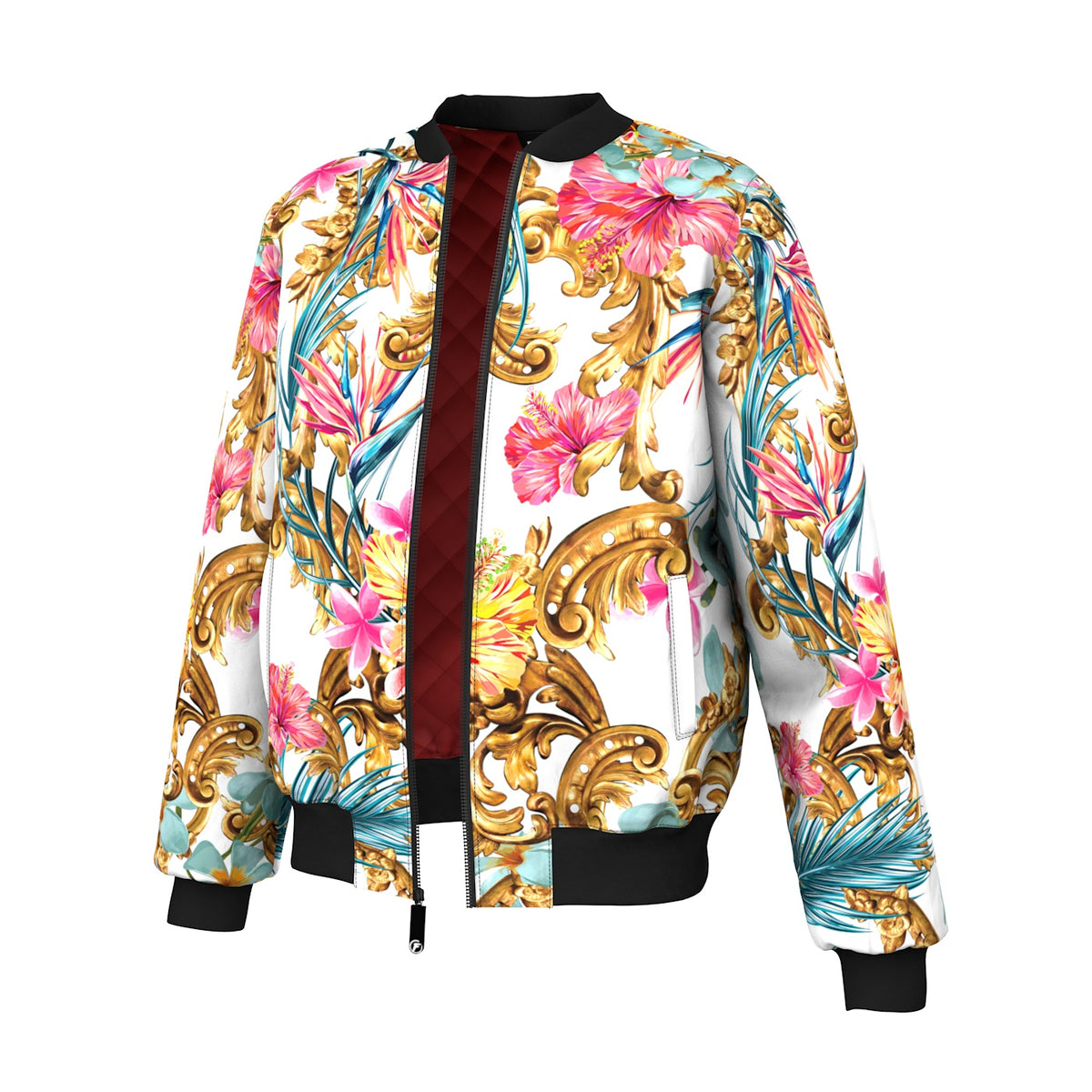 Hidden Hibiscus Bomber Jacket