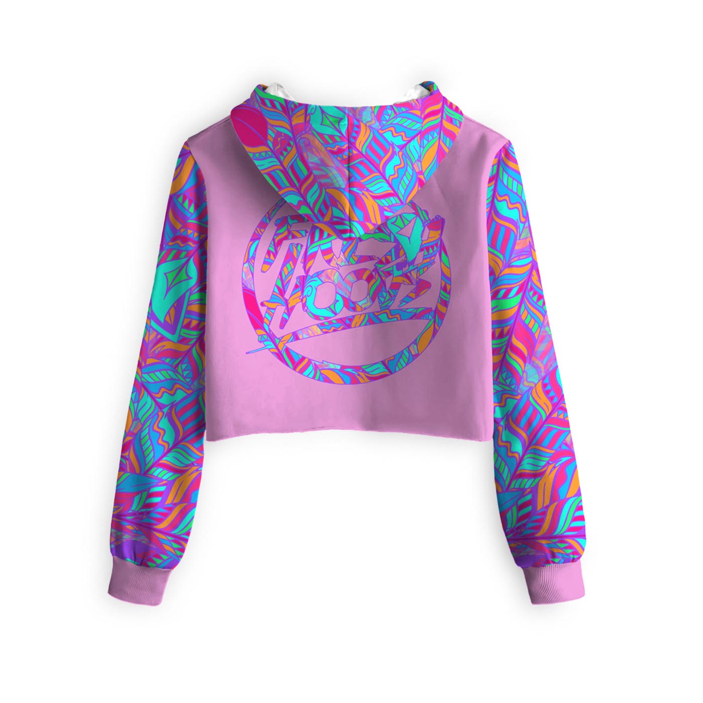 Neon Feathers Cropped Hoodie